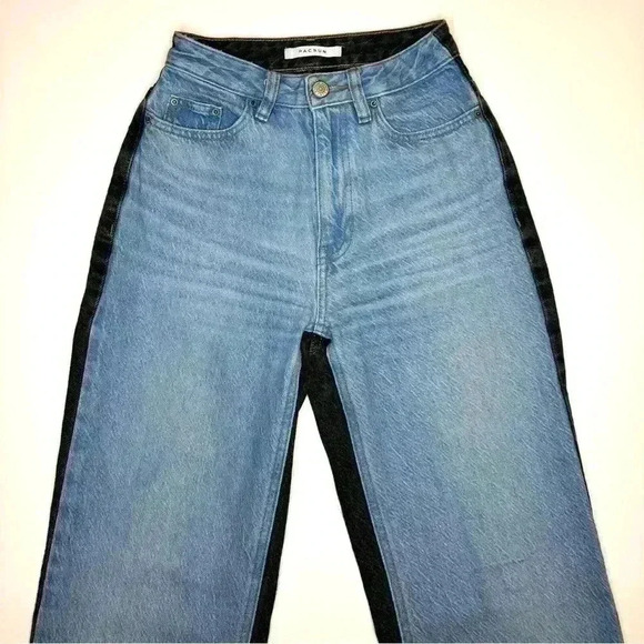PacSun Womene Eco Blue & Black Paneled 90’s Boyfriend Jeans Size 22 - Picture 2 of 9